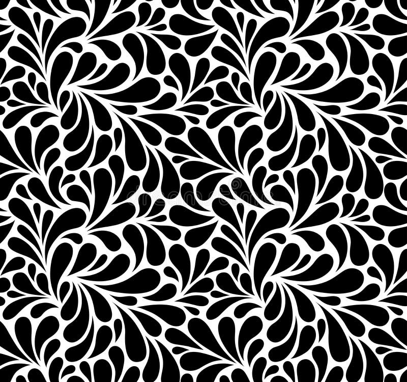 Vector Seamless Black and White Pattern with Drops. Monochrome Abstract ...
