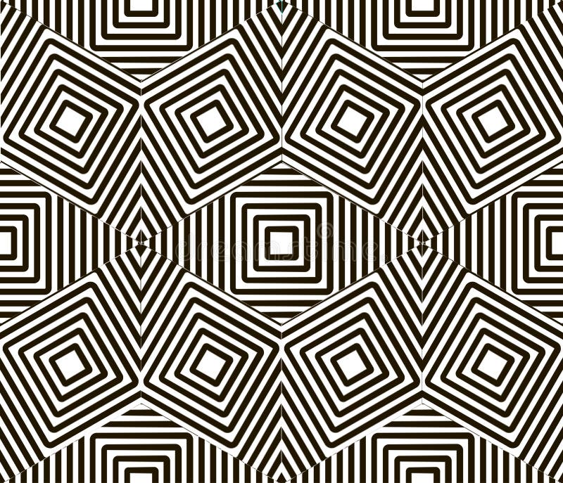Vector Seamless Black And White Hand Painted Line Geometric Rhombus