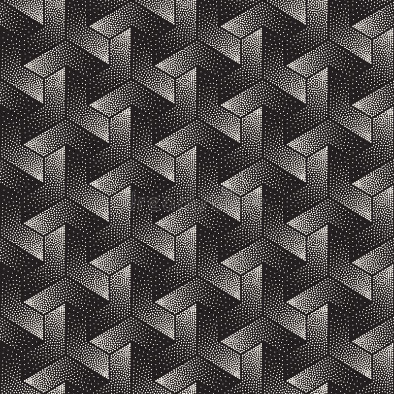Vector Seamless Black and White Stippling Shapes Pattern Stock Vector
