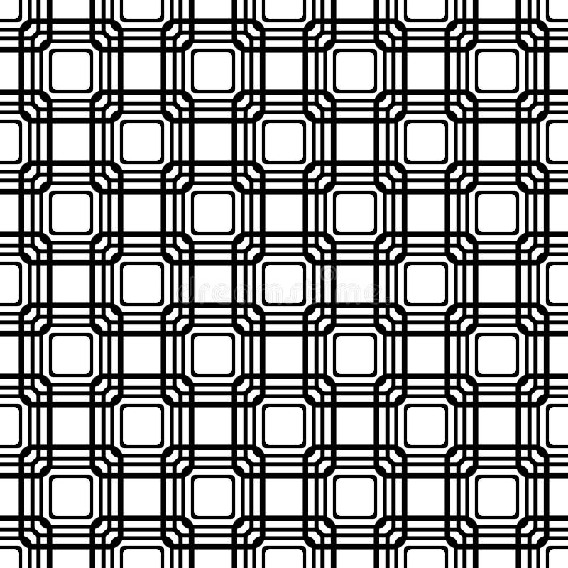 Vector seamless blue rounded rectangle pattern. endless texture black and white. abstract geometric ornament background. stock illustration