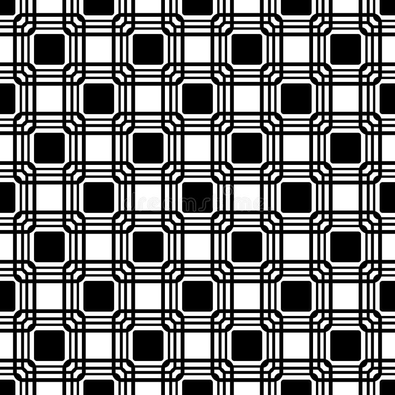 Vector seamless blue rounded rectangle pattern. endless texture black and white. abstract geometric ornament background. royalty free illustration