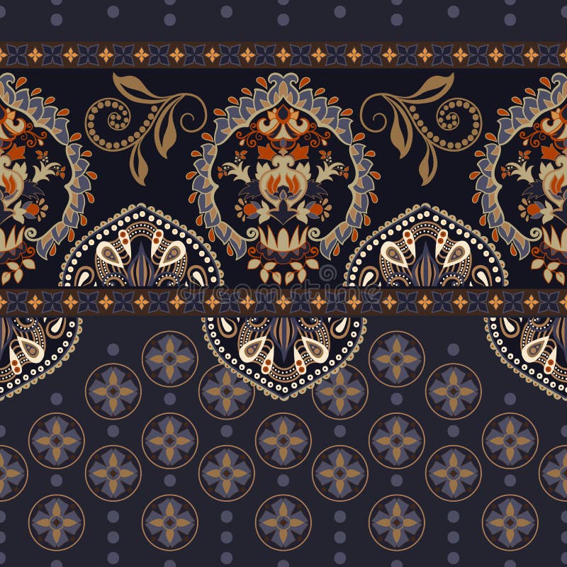 Vector Seamless Border with Decorative Ethnic Elements. Moroccan Style Stock Vector