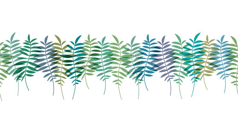 Vector Seamless Border Pattern. Palm Leaves Wallpaper. Tropical Minimalistic Background. Stock