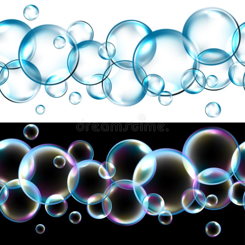 transparent soap bubble background border isolated on white vector