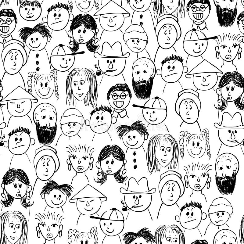 Vector seamless crowd of people royalty free illustration