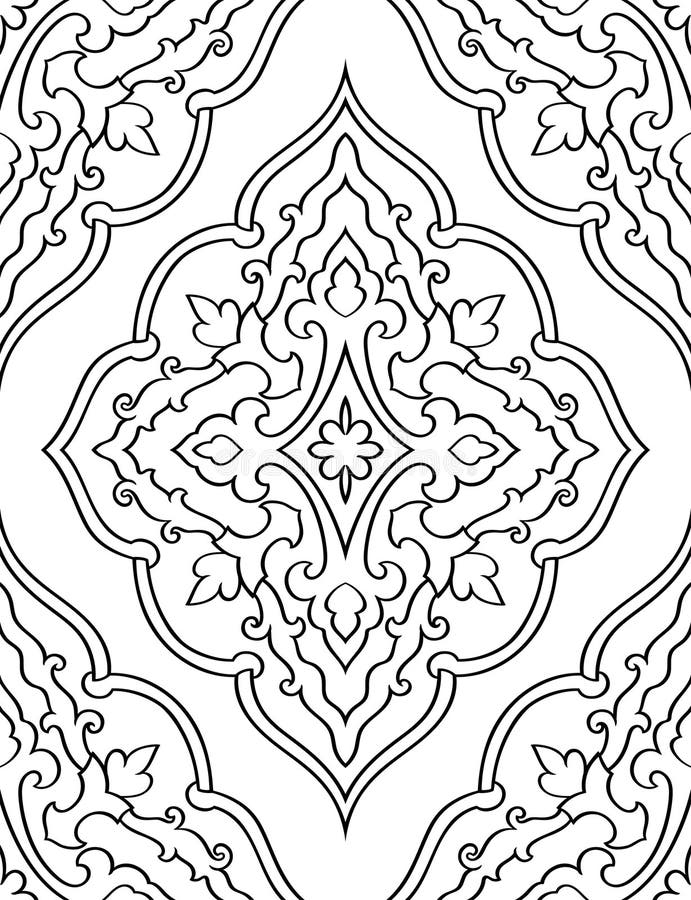 Vector Seamless Damask Pattern. Contour Template for Wallpaper, Textile