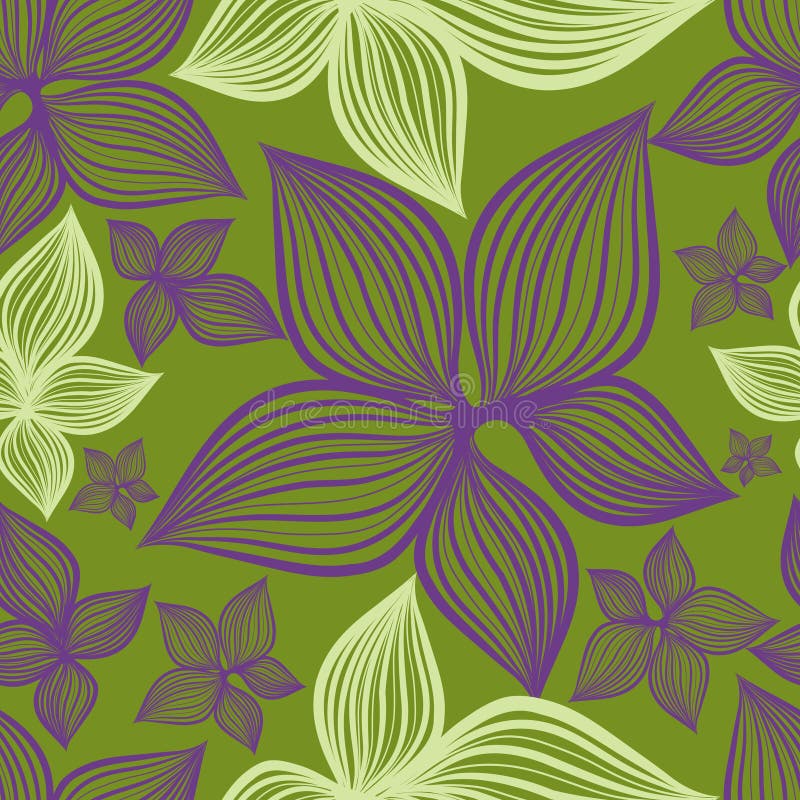 Vector Seamless floral pattern with lilly flower