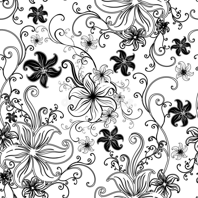 Vector Seamless floral twirled pattern