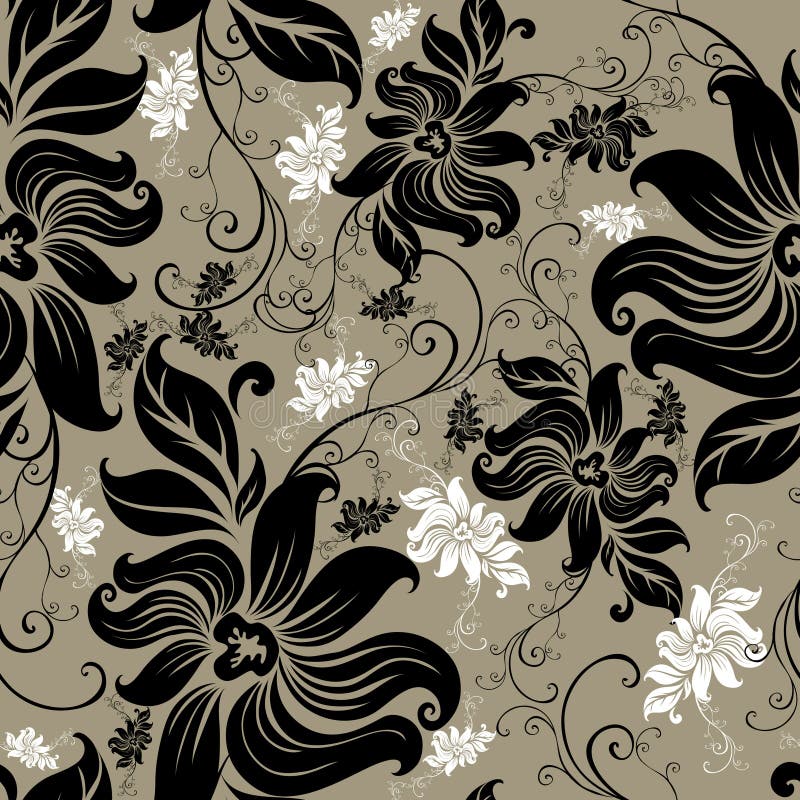 Vector Seamless floral twirled pattern
