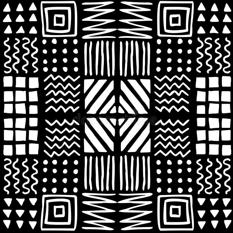 Aztec Ethnic Seamless Pattern, Tribal Black and White Background. Stock ...