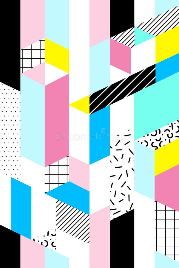 Vector seamless geometric pattern. Memphis Style. Abstract 80s. royalty free illustration