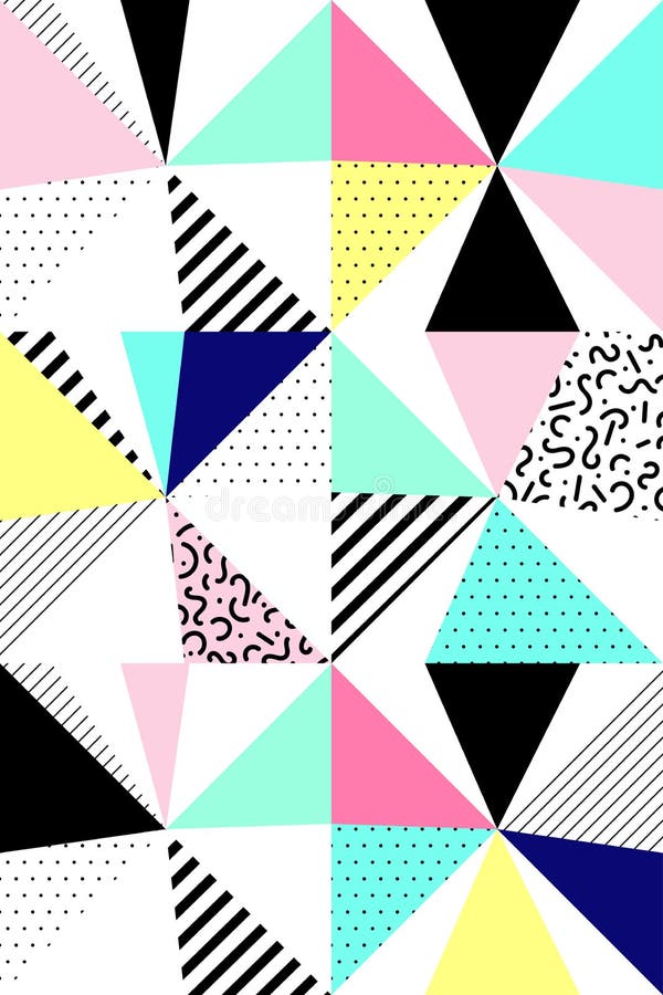 Vector seamless geometric pattern. Memphis Style. Abstract 80s. stock illustration