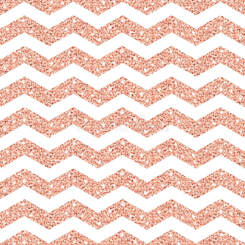 Vector seamless geometric zigzag pattern with rose gold glitter lines on white background royalty free illustration