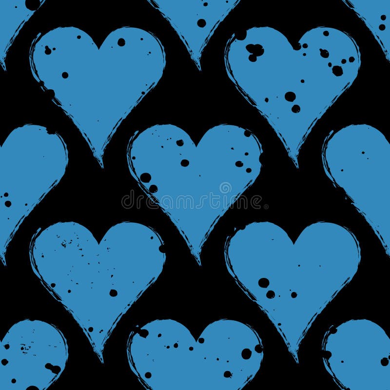 Vector seamless grunge pattern. Grungy graphic illustration of sign of playing card with ink blot, brush strokes. Endless backgrou