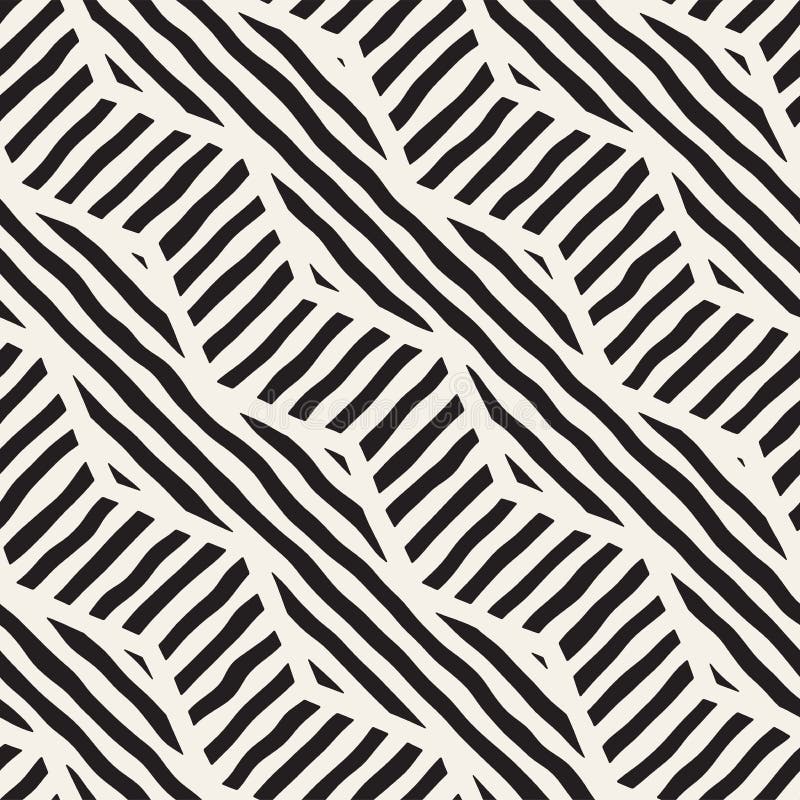 Vector Seamless Hand Drawn Pattern. Zigzag And Stripe Rough Lines ...