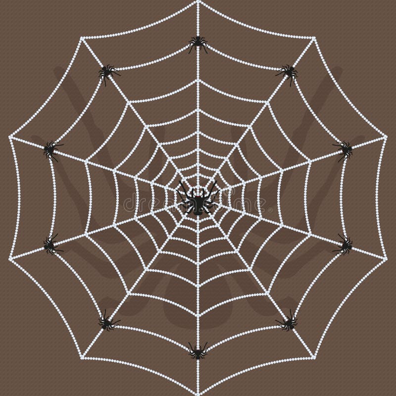 Vector Seamless Image of a Circular Dotted Mandala Consisting of Spider Webs On a Brownish Background vector illustration