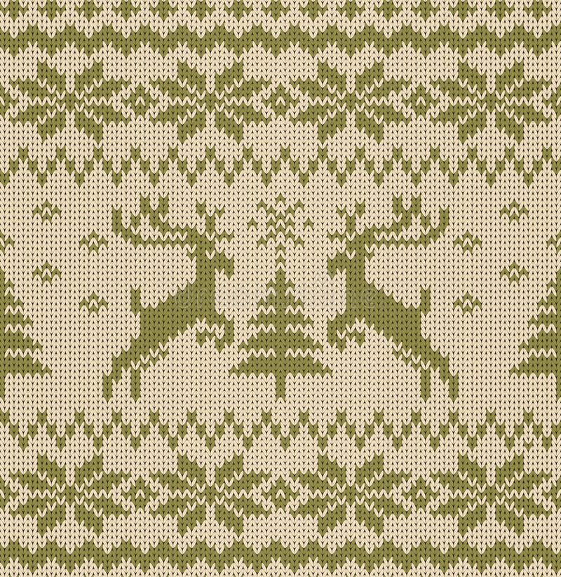 Vector Seamless Knitted Pattern with Deers