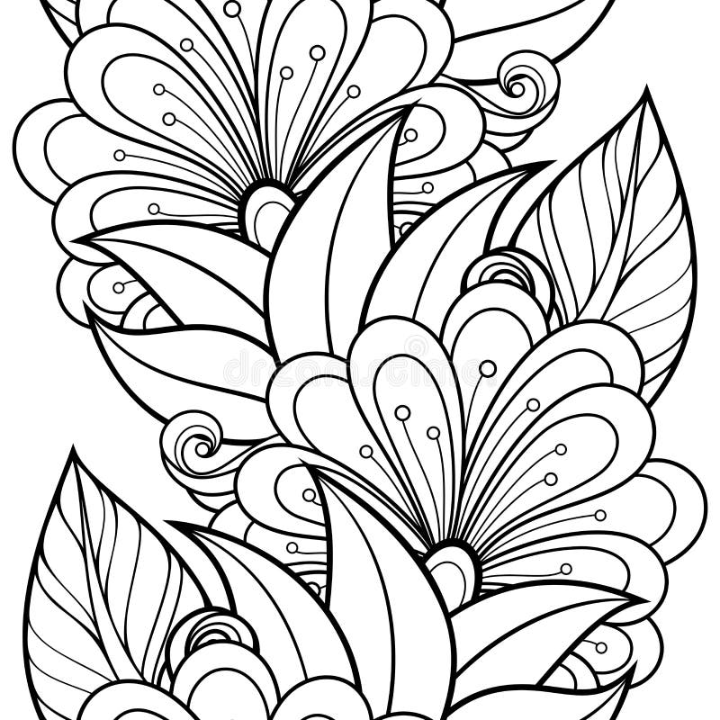 Download Vector Seamless Monochrome Floral Pattern Stock Vector ...