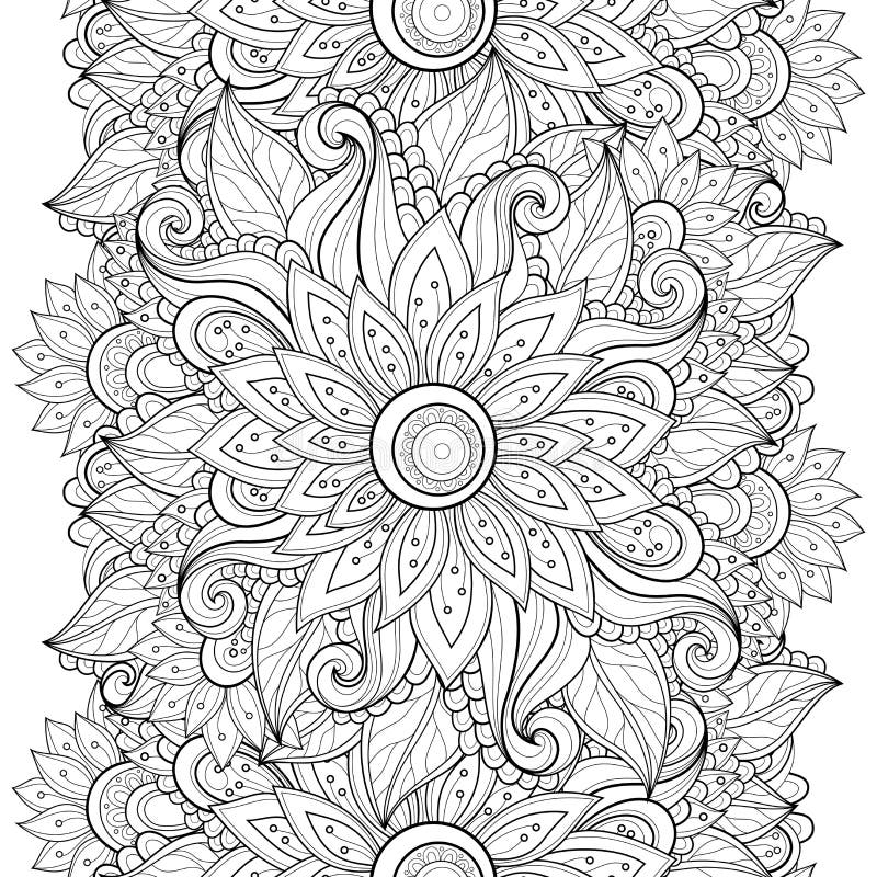 Vector Seamless Monochrome Floral Pattern Stock Vector - Illustration ...