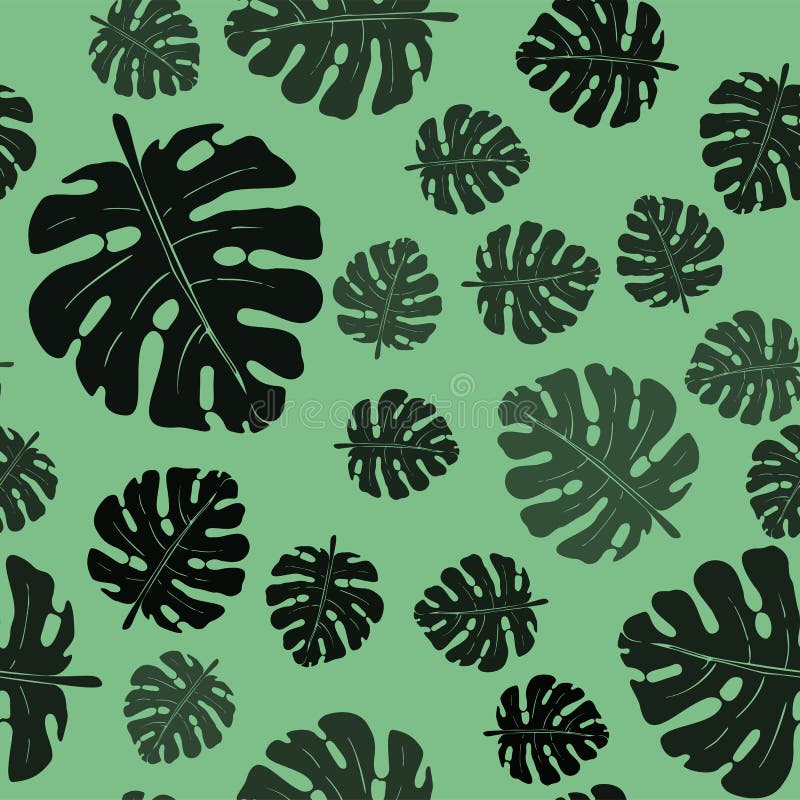 Vector seamless monochrome pattern of palm leaves