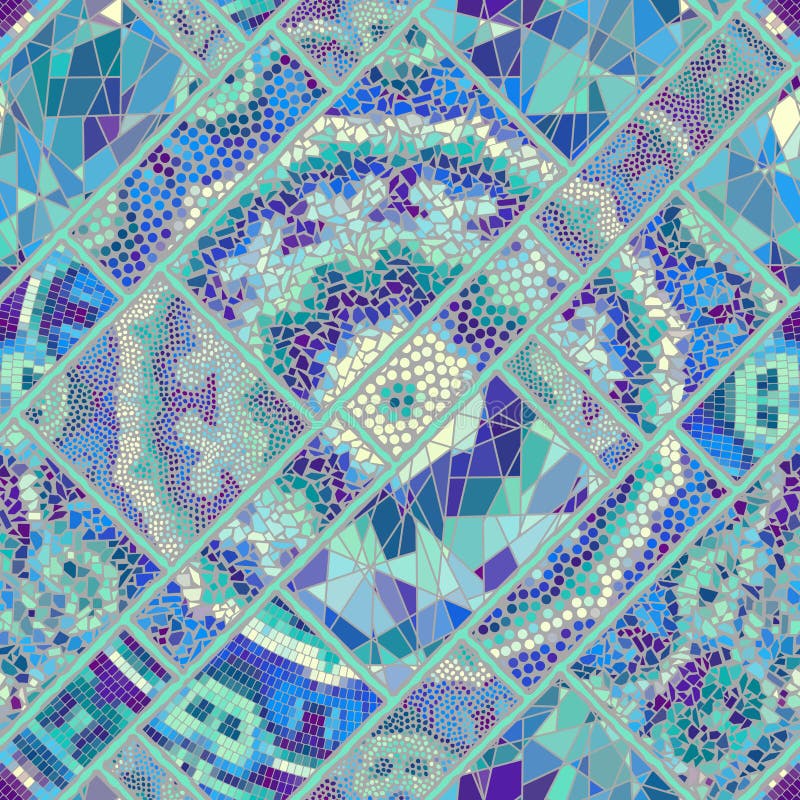 Vector Seamless Mosaic Art Pattern. Art Background. Stock Vector