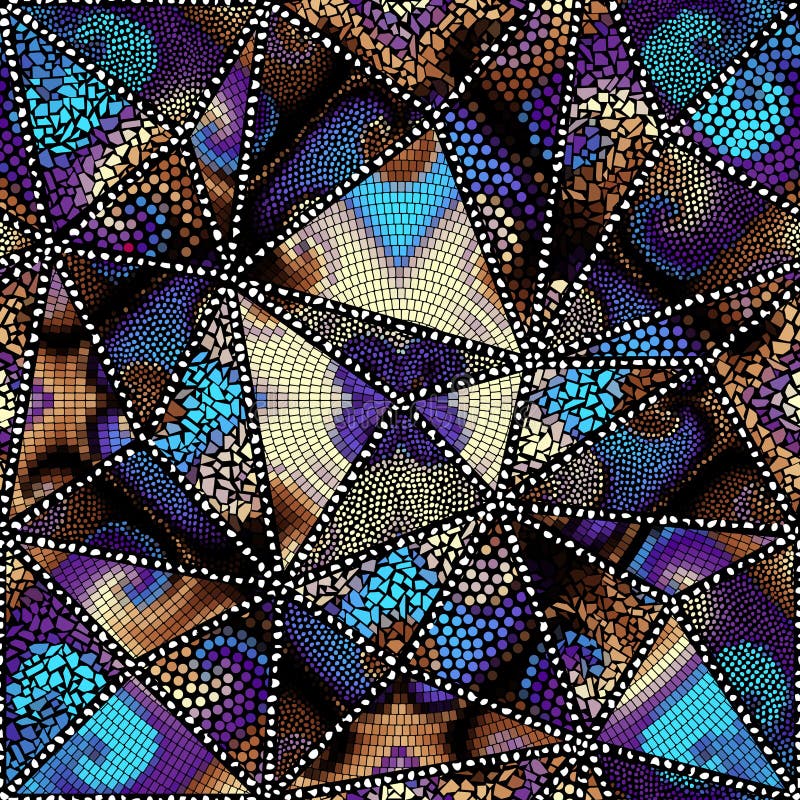 Vector Seamless Mosaic Art Pattern. Art Background. Stock Vector