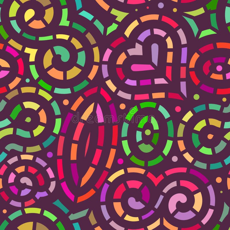 Vector Seamless Mosaic Pattern on Black stock illustration