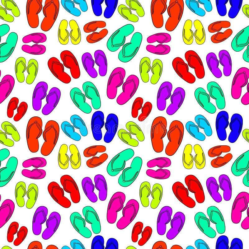 Vector Seamless of Neon or Acid Flip Flops