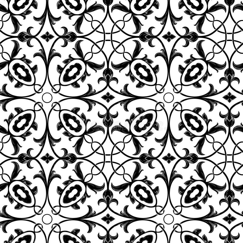 Vintage Black and White Wallpaper Stock Vector Illustration of black