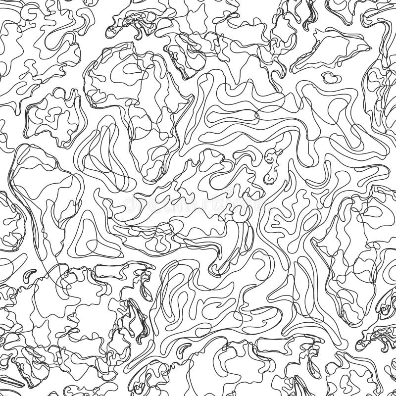 Vector seamless pattern with abstract contour topographic map. Topography, geodesy texture. Outline landscape background