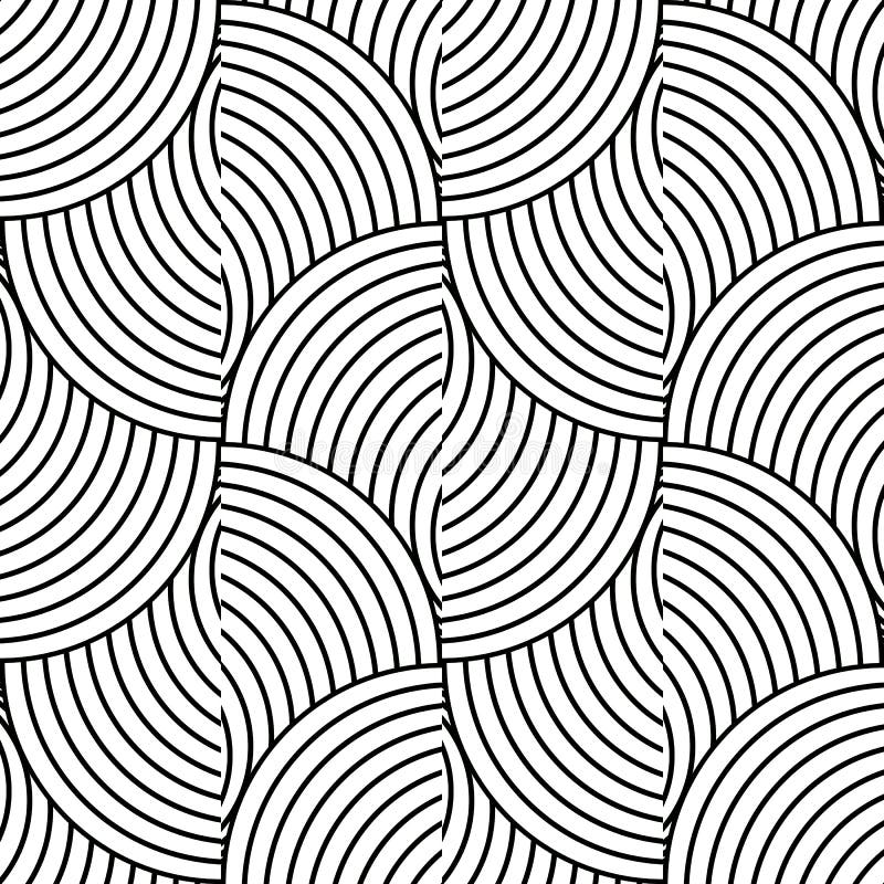 Vector Abstract Black and White Linear Seamless Pattern vector illustration