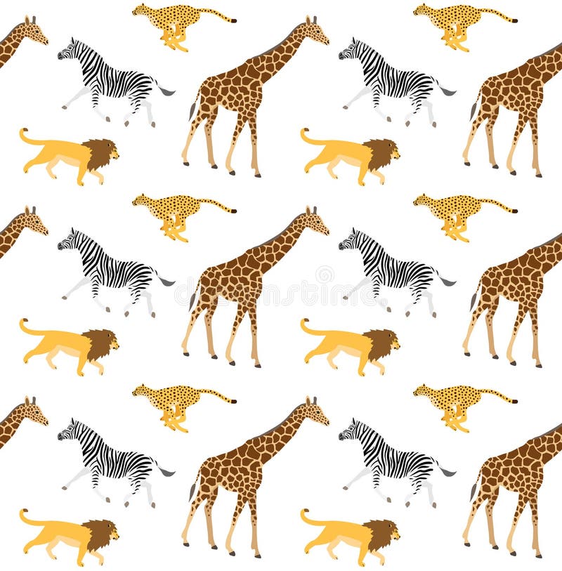 Vector Seamless Pattern of African Animals Stock Vector - Illustration ...