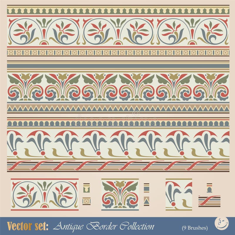 Vector seamless pattern in antique style stock illustration