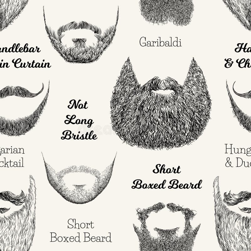 Vector Seamless Pattern with Beards and Mustaches Stock Vector ...