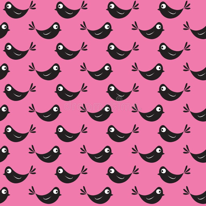 Vector seamless pattern with black birds on a pink background. vector illustration Vector seamless pattern with black birds on a pink background. vector illustration