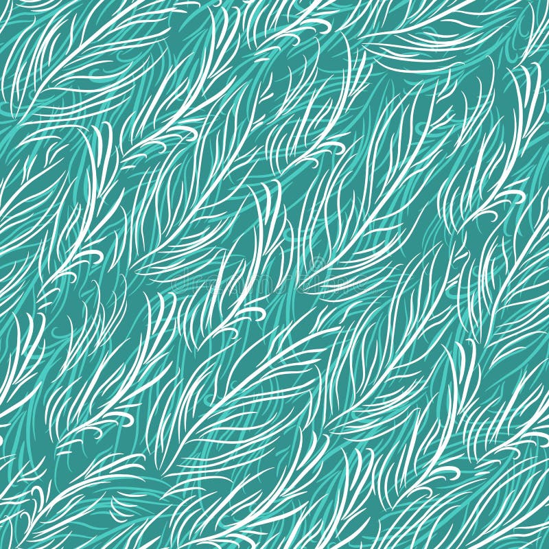 Vector seamless pattern with blue feathers