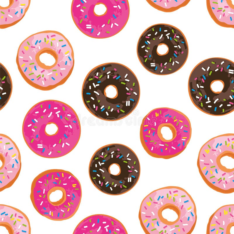 Download Vector Seamless Pattern With Bright Sweet Donuts. Stock ...
