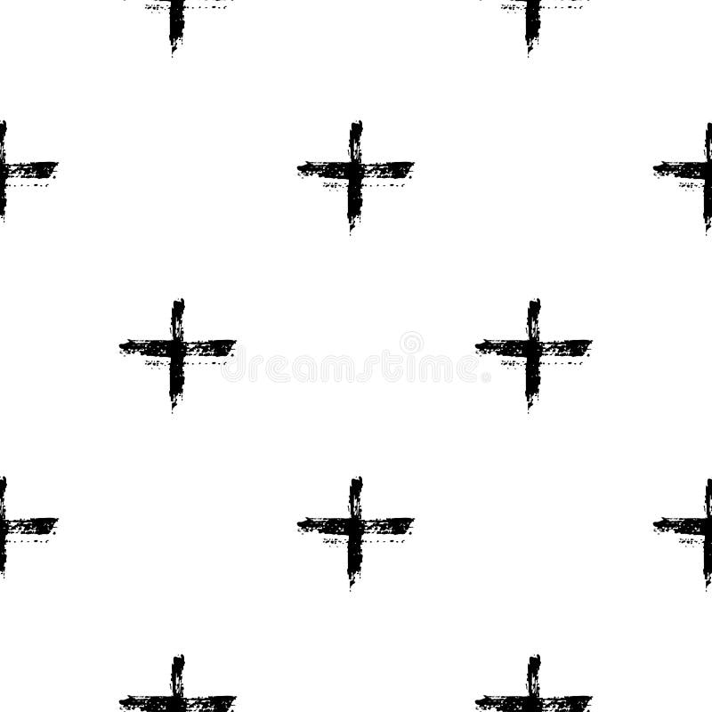 Vector Seamless Pattern with Brush Stripes and Strokes Cross. Black ...