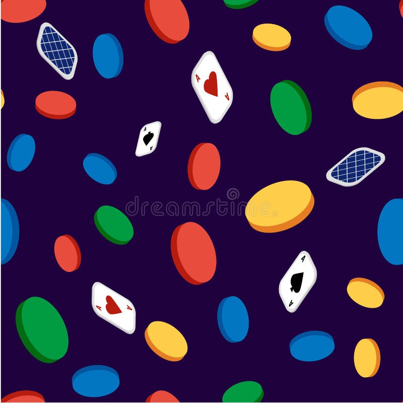 Vector Seamless Pattern with Cards and Chips on a Darkbackground Stock ...