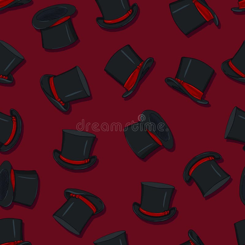 Vector Seamless Pattern of Cartoon Cylinder Hats royalty free illustration Vector Seamless Pattern of Cartoon Cylinder Hats royalty free illustration