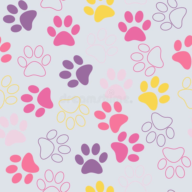 Vector Seamless Pattern  With Cat  Or Dog Footprints Cute 