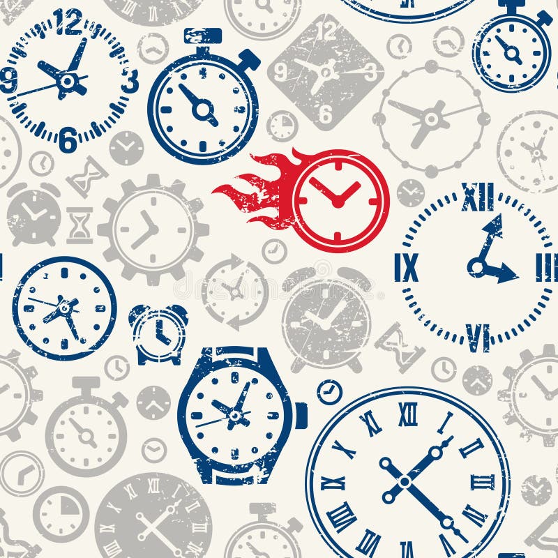 Vector seamless pattern with clocks icon vector illustration