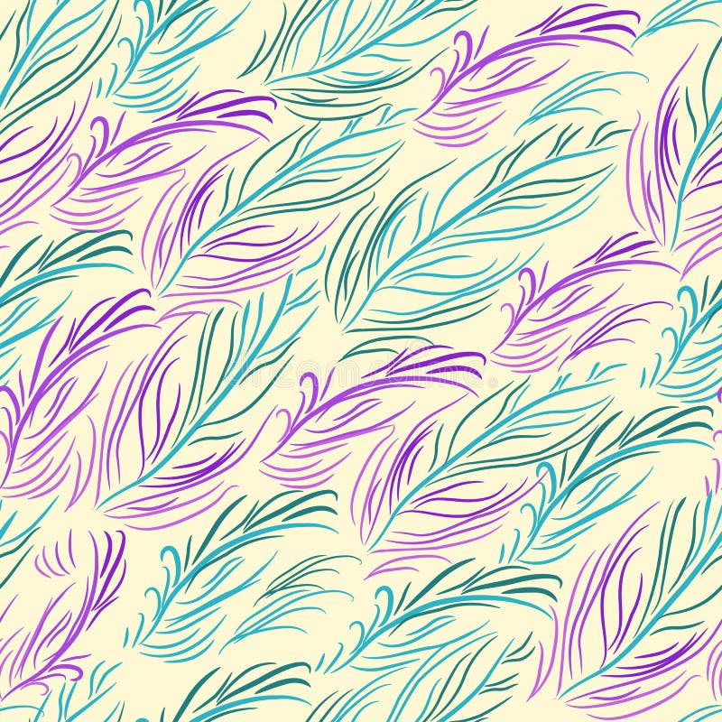 Vector seamless pattern with colored feathers