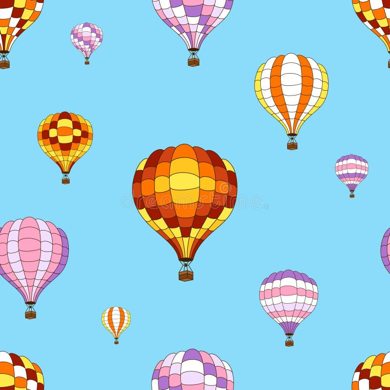 Hot Air Balloons Seamless Vector Pattern Stock Illustrations 799 Hot
