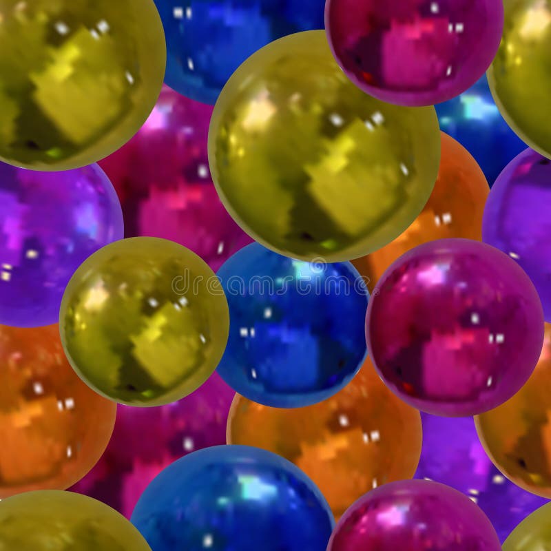 Vector Seamless Pattern Colorful Metallic Balls, Multicolored
