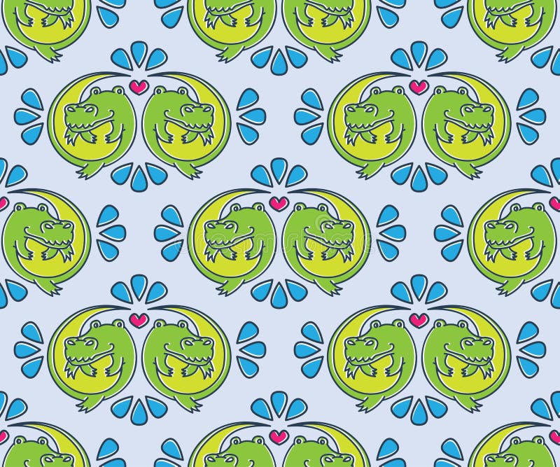 Vector Seamless Pattern with Crocodile Stock Illustration ...