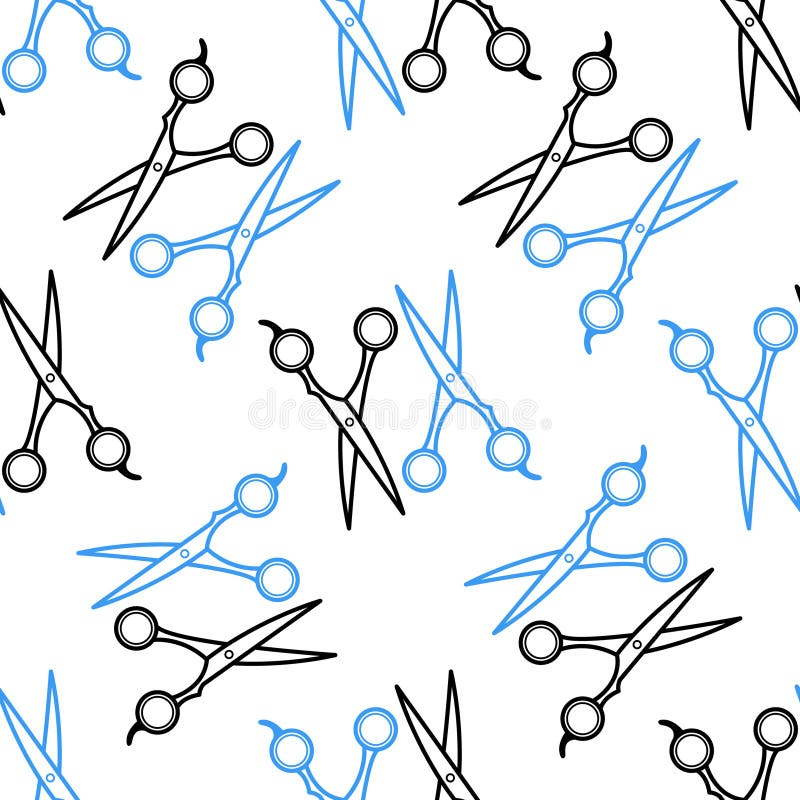 Vector seamless pattern with cutting scissors. Scissors icon seamless pattern isolated on white background. Barbershop and beauty stock illustration