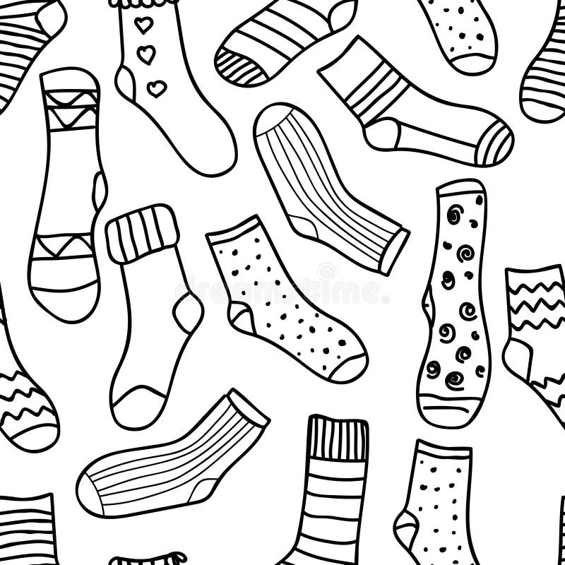 Vector seamless pattern of doodle socks for web design, prints etc. Repeating background can be copied without any seams vector illustration Vector seamless pattern of doodle socks for web design, prints etc. Repeating background can be copied without any seams vector illustration