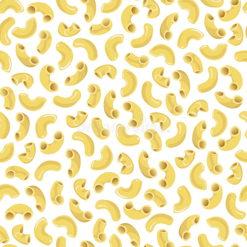 Vector Seamless Pattern of Elbow Pasta. 3d Illustration. Stock Vector
