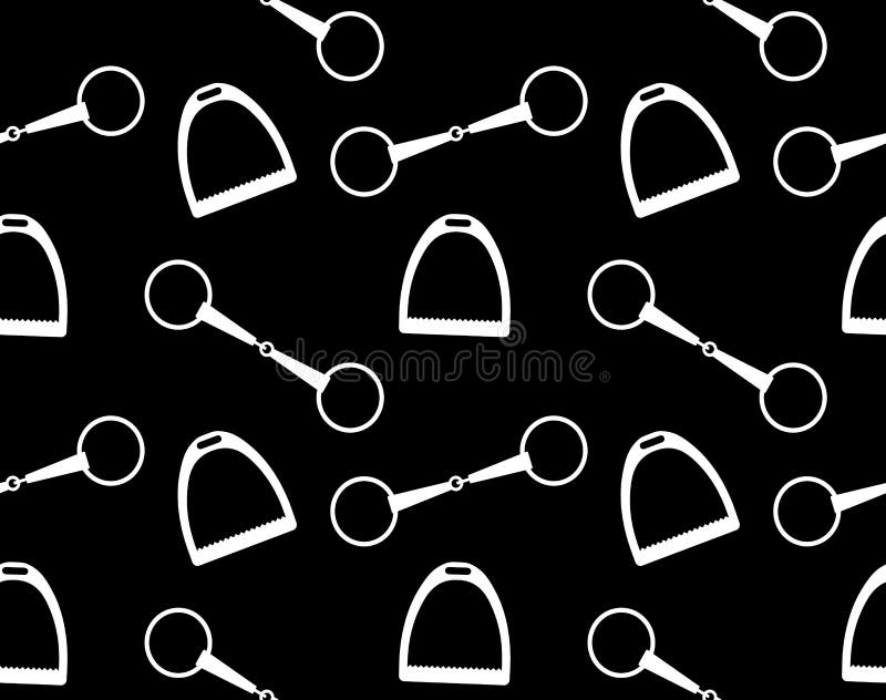 Vector Seamless Pattern of Horse Bit and Stirrup Stock Illustration